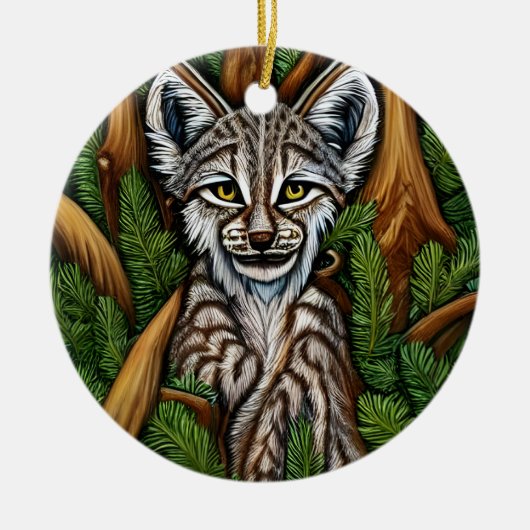 Cute Schattig Little Lynx Kitten Keramisch Ornament (Voorkant)