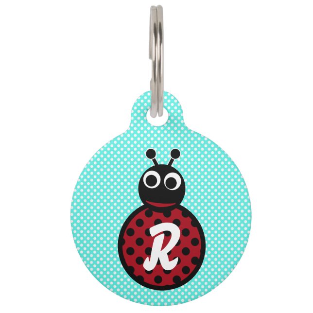 Cute Schattig Sweet Lady Bug Monogram Huisdierpenning (Achterkant)