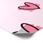 Cute Schattig Valentijnsdag Red Hearts Pattern | Poster (Hoek)