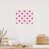 Cute Schattig Valentijnsdag Red Hearts Pattern | Poster (Keuken)