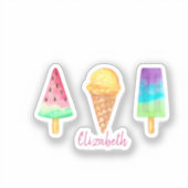 Cute Schattig Waterverf Ice Creams Sticker (Voorkant)