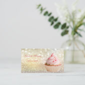 Cute Schattige Elegant Bokeh Cupcake bakkerij Visitekaartje (Staand voorkant)