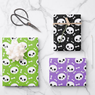 Cute Schedel & Gebeente Halloween Patronen Inpakpapier Vel