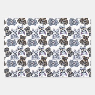 Cute Schnauzer Dog Patterned Art Inpakpapier Vel