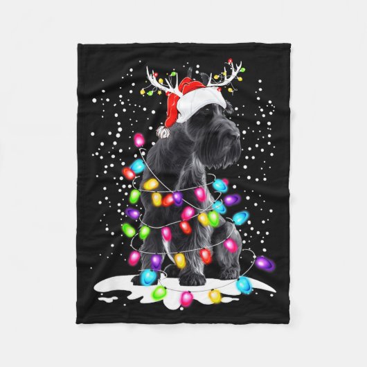 Cute Schnauzer With Christmas Lights  Fleece Deken (Voorkant)