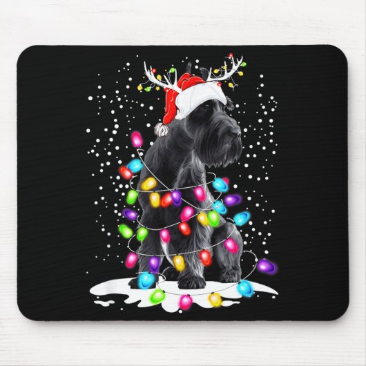 Cute Schnauzer With Christmas Lights  Muismat (Voorkant)