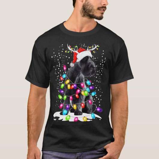 Cute Schnauzer With Christmas Lights  T-shirt (Voorkant)