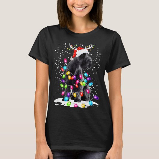 Cute Schnauzer With Christmas Lights  T-shirt (Voorkant)