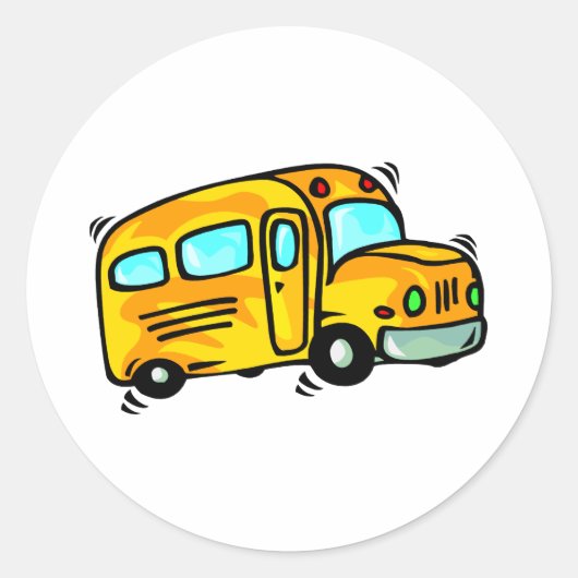 Cute School Bus Ronde Sticker (Voorkant)