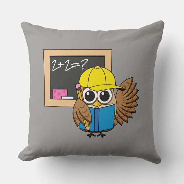 Cute School Student Owl Cartoon Kussen (Voorkant)