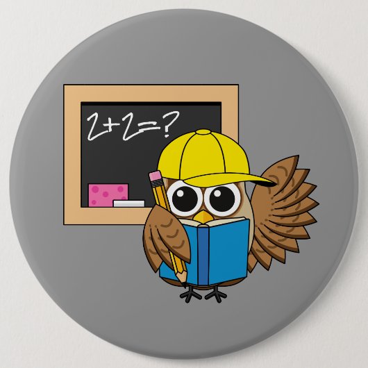 Cute School Student Owl Cartoon Ronde Button 6,0 Cm (Voorkant)