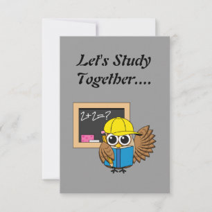 Cute School Student Owl Cartoon Tekst toevoegen Kaart