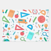 Cute School Supply Back to School Pattern Inpakpapier Vel (Voorkant 2)