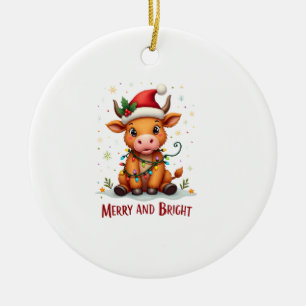 Cute Schotse Babykoe Kerstlichtjes Kerstmis Merry Keramisch Ornament