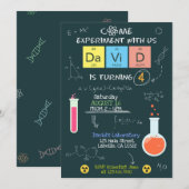 Cute Scientist Laboratory Birthday Party Invite Kaart (Voorkant / Achterkant)