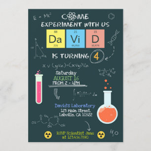Cute Scientist Laboratory Birthday Party Invite Kaart