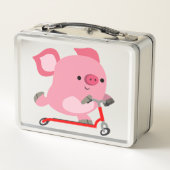 Cute Scooter Riding Cartoon Pig (Achterkant)