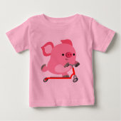 Cute Scooter-Riding Cartoon Pig Baby T-Shirt (Voorkant)