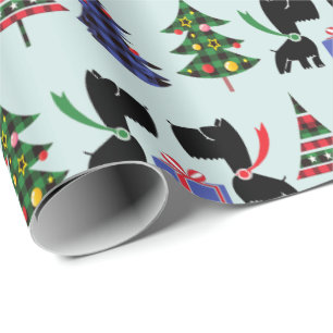 Cute Scottie Dogs en kerstbomen Pattern Cadeaupapier