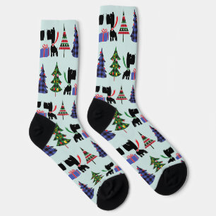 Cute Scottie Honden en Kerstbomen Patroon Sokken