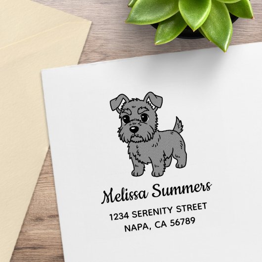 Cute Scottish Terrier Dog Address Rubberstempel