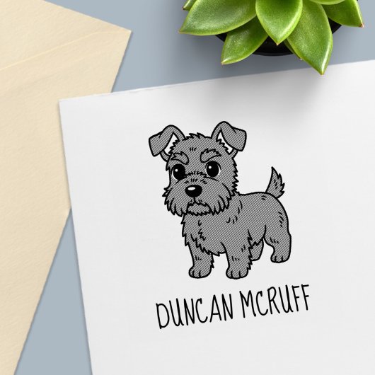 Cute Scottish Terrier Dog Custom Name Zelfinktende Stempel