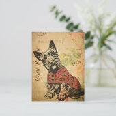 Cute Scottish Terrier Dog Floral Briefkaart (Staand voorkant)