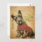 Cute Scottish Terrier Dog Floral Briefkaart (Voorkant / Achterkant)