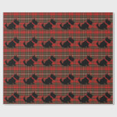 Cute Scotty Dog on Red Fabric Tartan Cadeaupapier (Vlak)