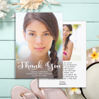 Cute Script Afstuderen 2 Foto Hartelijk dank Kaart