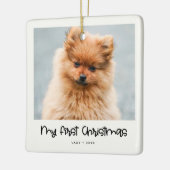 Cute script Animal First Kerstfoto Keramisch Ornament (Links)
