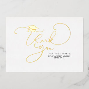 Cute Script Calligraphy Afstuderen Dankuwel Folie Uitnodiging