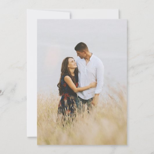 Cute Script Elegant Photo Overlay Rustic Wedding Kaart (Achterkant)