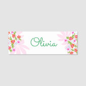 Cute Script Floral Employee Name Tag (Voorkant)