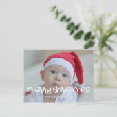 Cute script Merry kerstfoto Briefkaart (Staand voorkant)