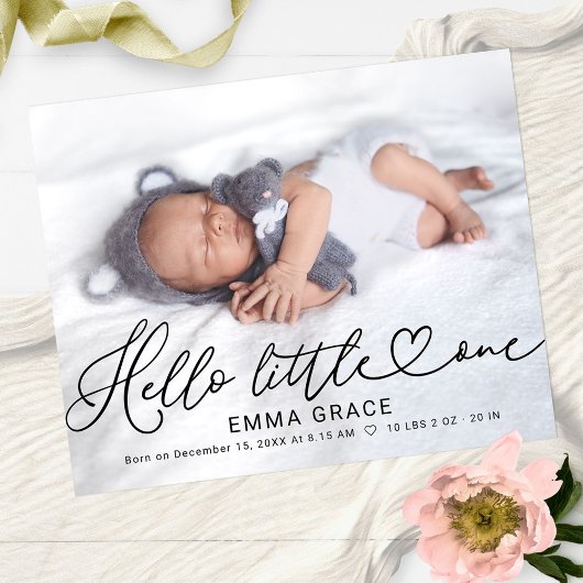 Cute Script Photo Budget Birth Notice Cards
