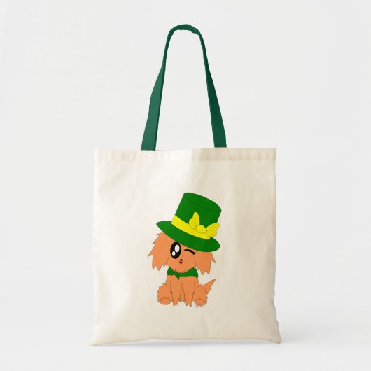 Cute Scruffy St. Patrick's Day Leprechaun Puppy Tote Bag (Voorkant)
