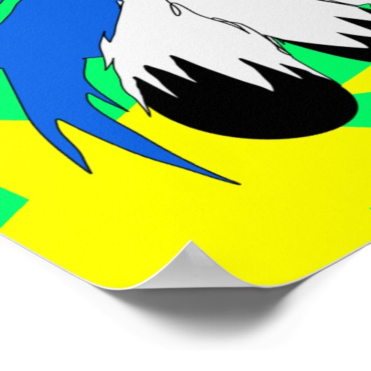 Cute Scruffy Unicorn Poster (blauw) (Hoek)