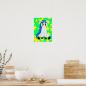 Cute Scruffy Unicorn Poster (blauw) (Keuken)