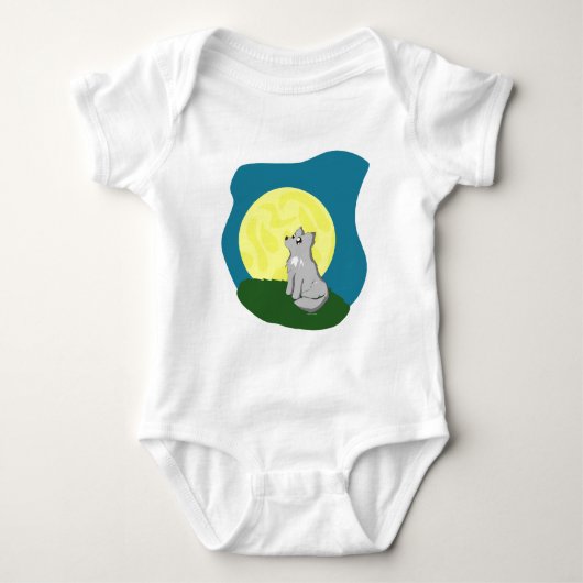 Cute Scruffy Wolf met Moon Romper (Voorkant)