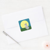 Cute Scruffy Wolf met Moon Vierkante Sticker (Envelop)