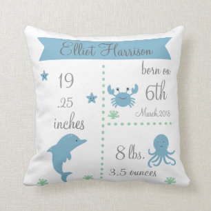 Cute Sea Animals Baby Boy Coussin