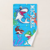 Cute Sea Life Shark Blue Ocean Nom des enfants (Serviette à main)