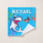 Cute Sea Life Shark Blue Ocean Nom des enfants (Gant de toilette)