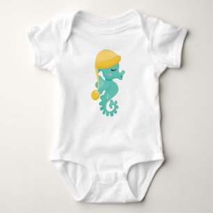 Cute Seahorse, Green Seahorse, Sleeping Seahorse Romper