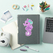 Cute Seahorse, Paarse Seahorse, Ribbon, sterren Sticker (iPad Cover)