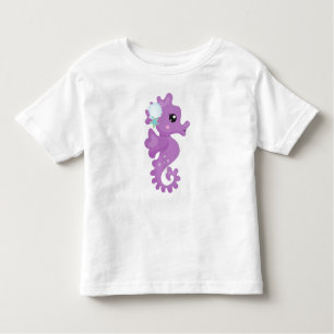 Cute Seahorse, Paarse Seahorse, Starfish, Seashell Kinder Shirts