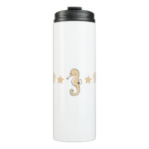 Cute seahorse, sea shells and starfish Patroon Thermosbeker