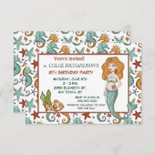 Cute Seahorse Sirène Anniversaire Fête Invitation (Devant / Derrière)