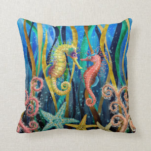 Cute Seahorse with starfish Pillow Kussen